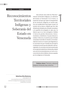 Reconocimientos Territoriales Indígenas y Soberanía del Estado en