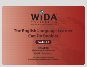 The WIDA English Language Learner Can Do Booklet