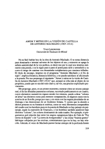 Amor y mitos en la visión de Castilla de Antonio Machado (1907
