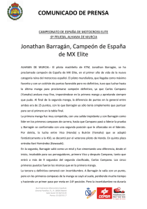 COMUNICADO DE PRENSA Jonathan Barragán, Campeón de