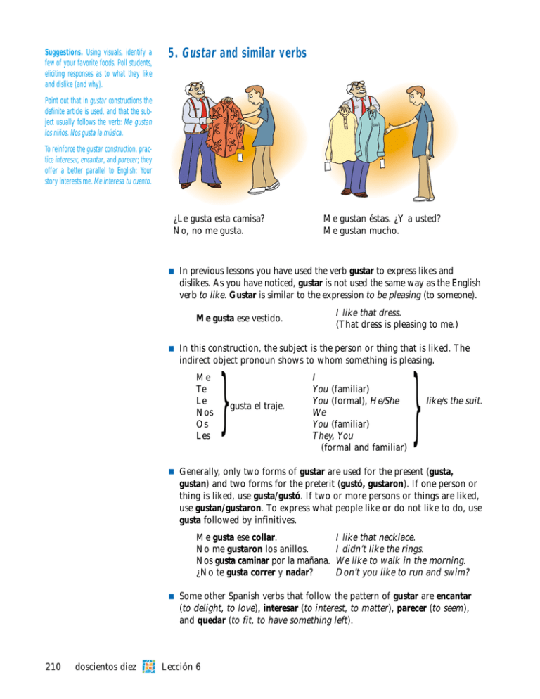 5 Gustar And Similar Verbs