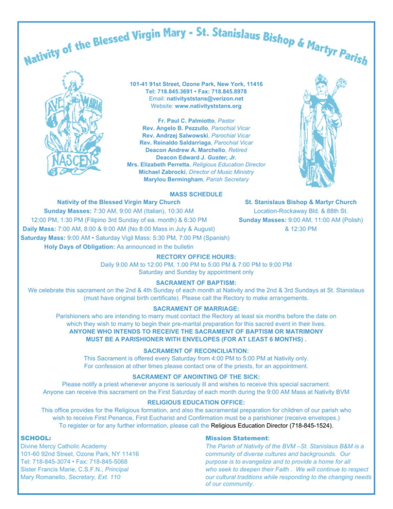 presentation of the blessed virgin mary mass schedule