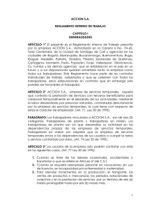 1 ACCION S.A. REGLAMENTO INTERNO DE TRABAJO CAPITULO