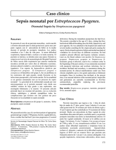 Caso clínico Sepsis neonatal por Estreptococos Pyogenes.