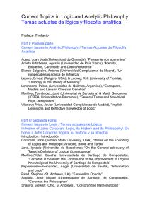 Current Topics in Logic and Analytic Philosophy Temas actuales de