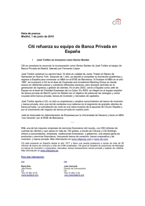 Citi refuerza su equipo de Banca Privada en España