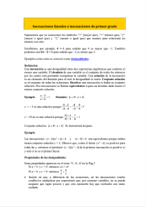 Inecuaciones lineales o inecuaciones de primer grado