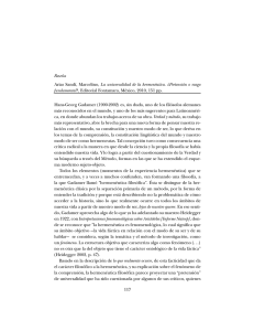 Reseña Arias Sandí, Marcelino, La universalidad de la hermenéutica.
