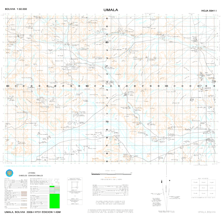 HOJA 5941 I BOLIVIA 1:50.000 70 80 80 90 00 UMALA, BOLIVIA