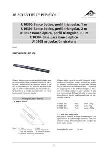 3B SCIENTIFIC® PHYSICS U10300 Banco óptico, perfil triangular, 1