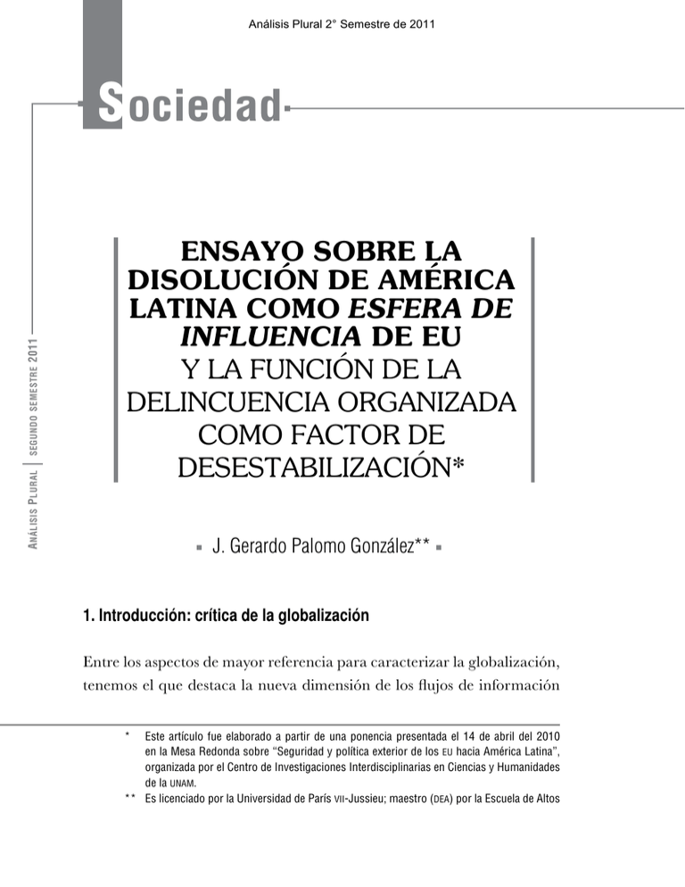Ensayo Sobre La Disoluci n De Am rica Latina Como Esfera De