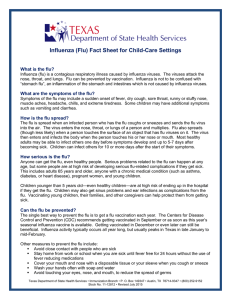 Influenza (Flu) Fact Sheet for Child-Care Settings