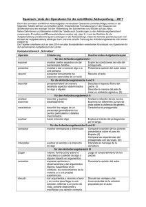 Spanisch: Liste der Operatoren für die schriftliche