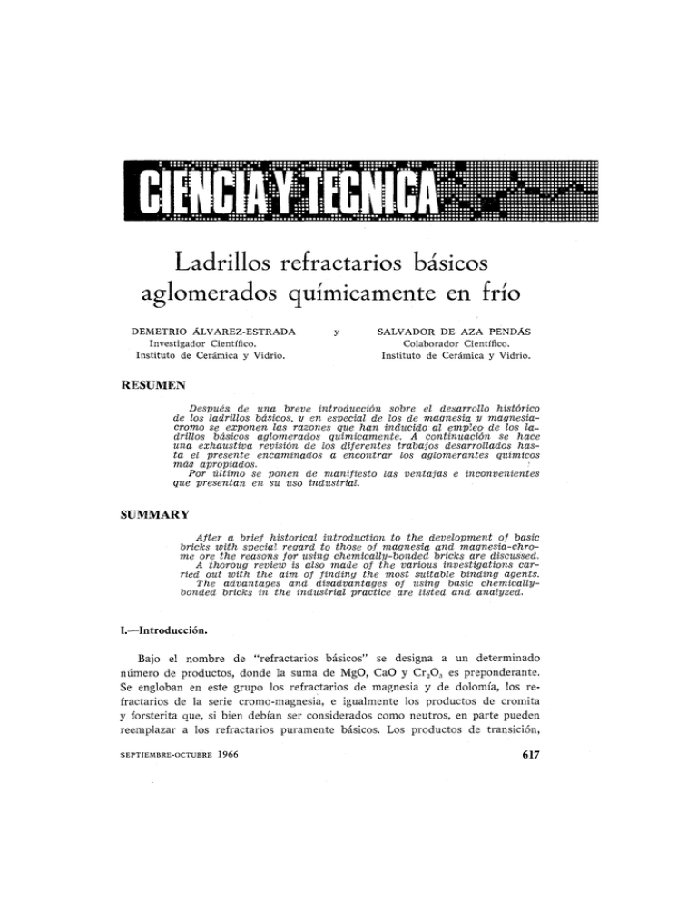 Ladrillos Refractarios Básicos Aglomerados Químicamente En Frío