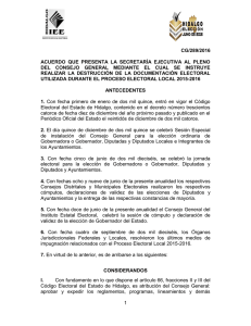 1 cg/289/2016 acuerdo que presenta la secretaría ejecutiva al