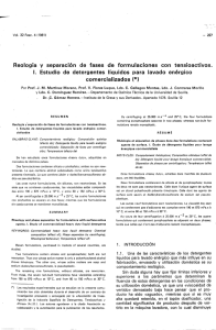 Reología y separación de fases de formulaciones con tensioactivos.