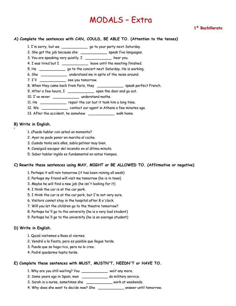 Modal Verbs Webcolegios