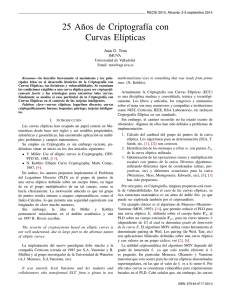 25 A˜nos de Criptografıa con Curvas Elıpticas
