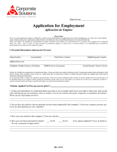 Application for Employment Aplicacion de Empleo