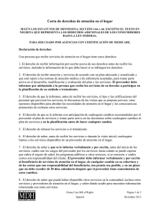 Home Care Bill of Rights: Spanish