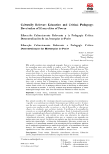 Culturally Relevant Education and Critical Pedagogy