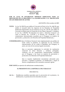 Decreto Nº 603. - Ministerio de Industria y Comercio