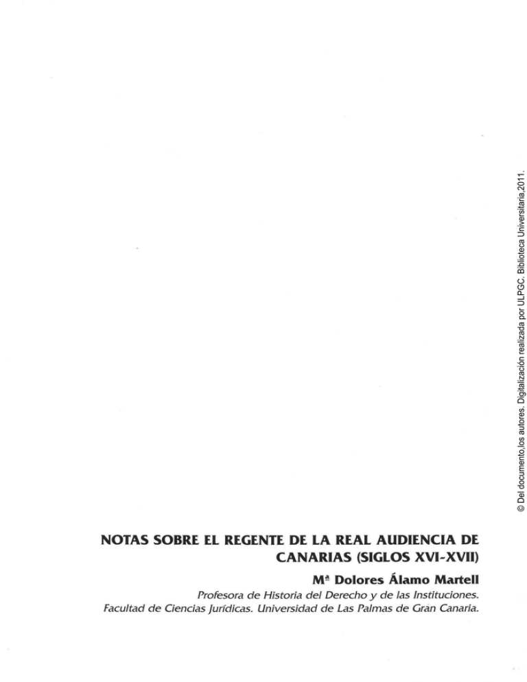 notas sobre el regente de la real audiencia de canarias