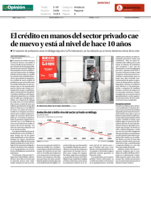 El crédito en manos del sector privado cae de nuevo y está al nivel