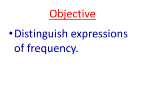 Objective •Distinguish expressions of frequency.