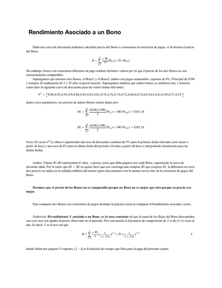 Rendimiento Y Duracion De Un Bono