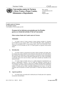 Observaciones finales del Comité contra de la Tortura