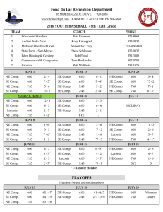 Schedule - Fond du Lac - Fond du Lac Youth Baseball