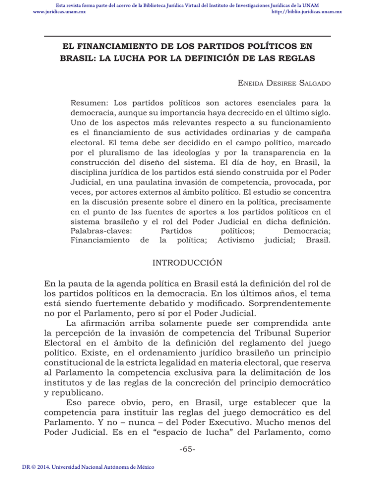 El Financiamiento De Los Partidos Pol Ticos En