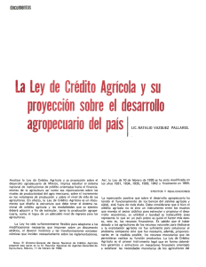 La Ley de Crédito Agrícola y su proyección sobre el desarrollo