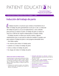 Patient Education Pamphlet, SP154, Inducción del trabajo de parto