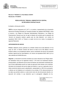 Recurso nº 539/2015 C.A. Illes Balears 32/2015 Resolución nº 612