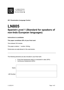 Spanish Level 1 (Standard for speakers of non-Indo European