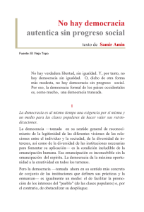 No hay democracia autentica sin progreso social