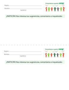 ¡PARTICIPA! Nos interesa tus sugerencias, comentarios e inquietudes