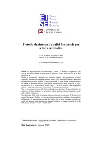 Prototip de sistema d`anàlisi fotomètric per a tests enzimàtics