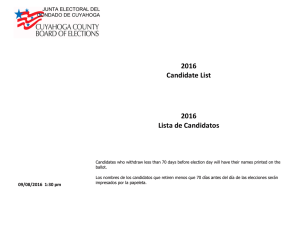 Candidate List for Web - Cuyahoga County Board of Elections
