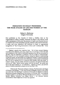 Fernando de Rojas` Pessimism: the Four Stages of Life for Women