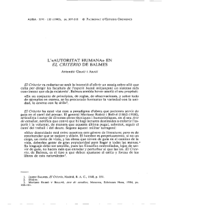 L`«AUTORITAT HUMANA» EN EL CRITERIO DE BALMES