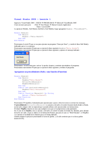 Visual Studio 2005 – Lecciòn 1 Agregamos un procedimiento (Sub