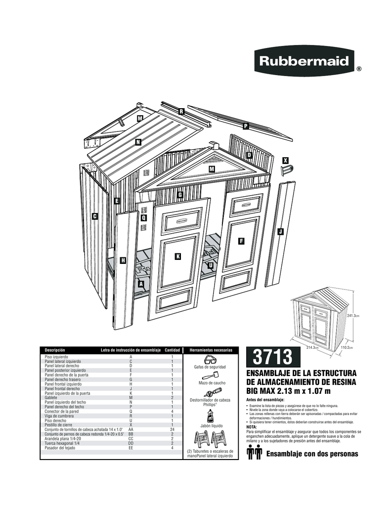 Rubbermaid Big Max Jr Assembly Instructions