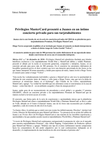 Privilegios MasterCard presentó a Juanes en un íntimo concierto