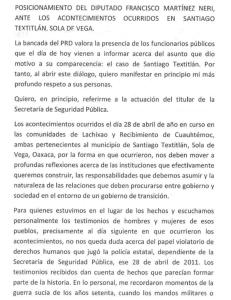 posicionamiento del diputado del prd, francisco martínez nerí, en