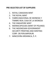 pre-selected list of suppliers 1. royal canadian mint 2. the royal mint