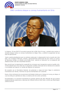 ONU condena ataque a convoy humanitario en Siria