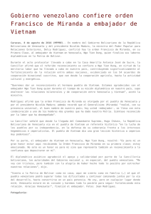 Gobierno venezolano confiere orden Francisco de Miranda a